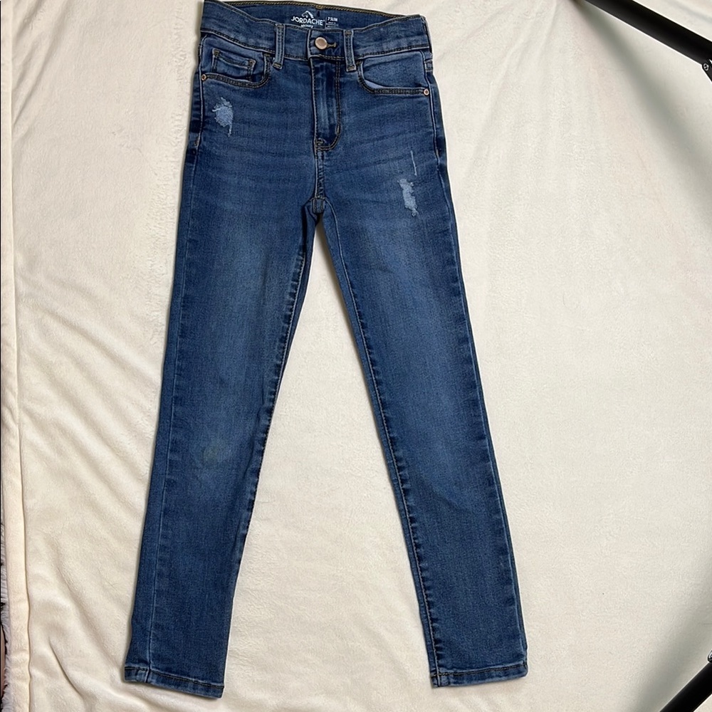 Jordache Blue Skinny Jeans with Distressed Details